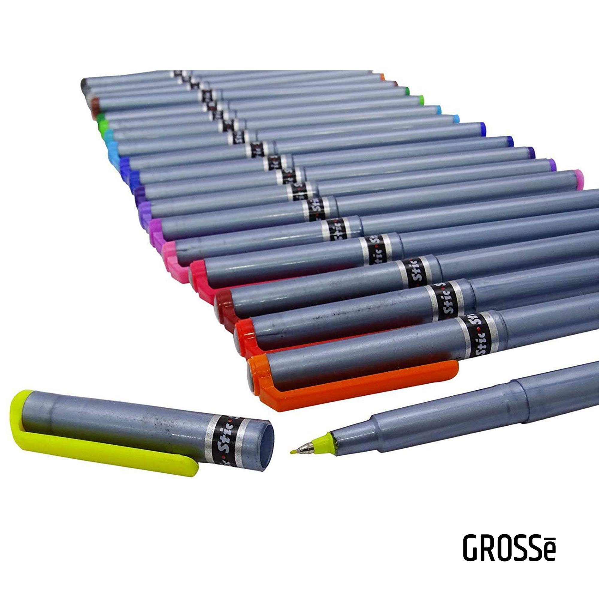 STIC 20 Fineliner Pens - 0.5mm Fine Tip Drawing Markers In Assorted Colors