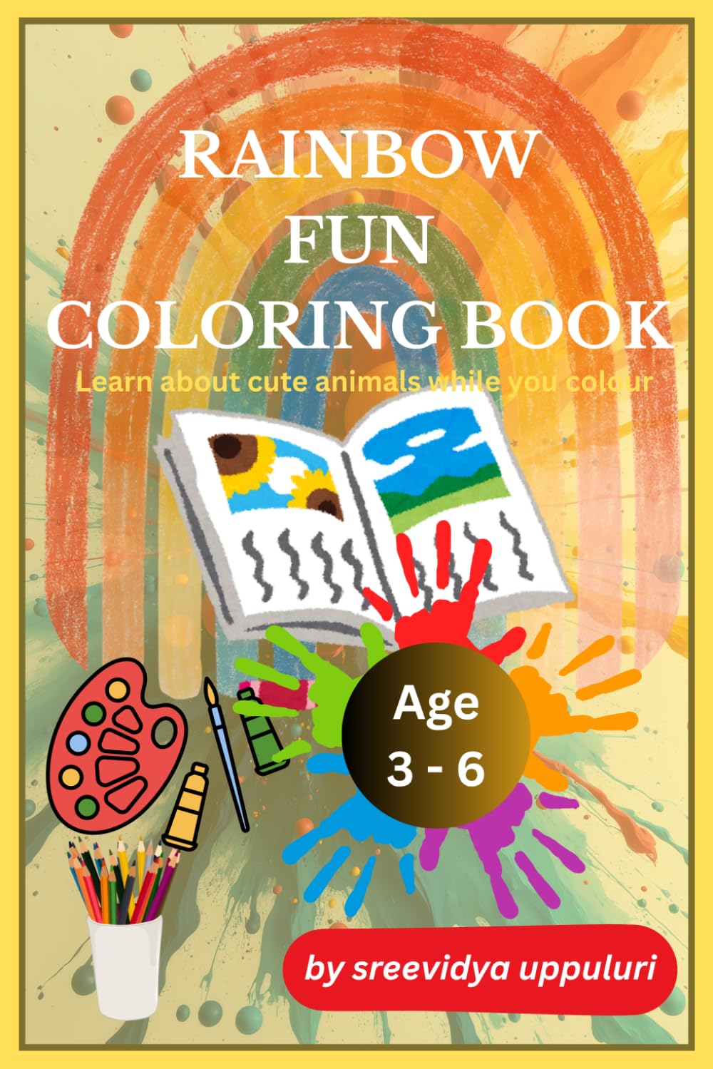 RAINBOW FUN COLOURING BOOK: Learn about cute animals while you colour