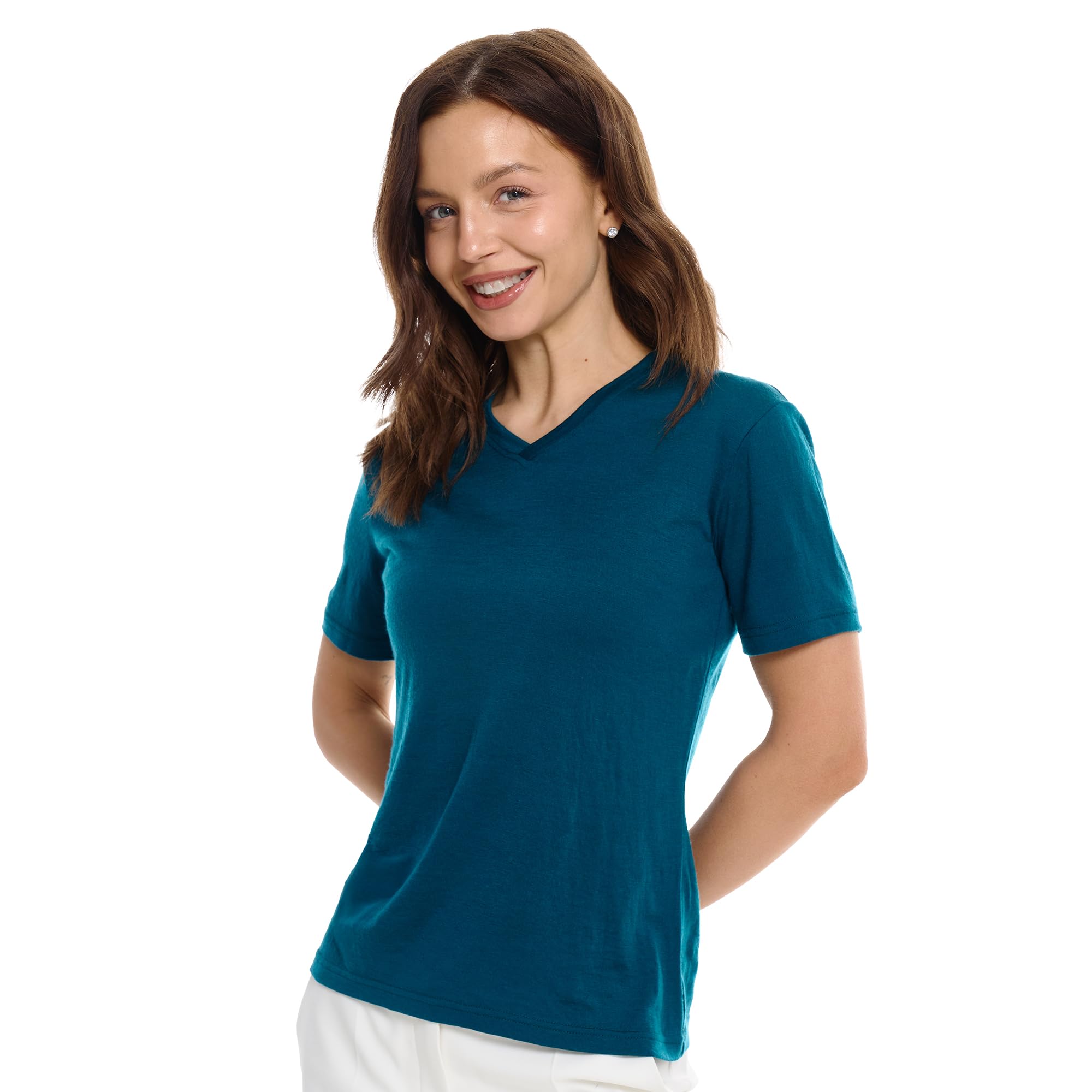 Merino.tech Camiseta Termica Lana Merino Mujer - Ropa Interior Base Layer 100% Lana Merino para Mujer