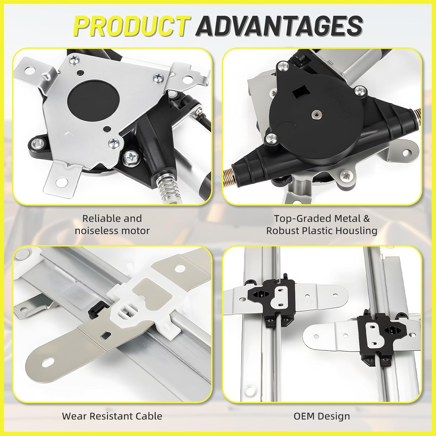 4PC Window Regulator w/Motor Assembly Compatible With 1992-2010 Ford Crown Victoria,1992-2010 Mercury Grand Marquis,2003-2004 Mercury Marauder 4.6L,Replaces Front Rear Left Right