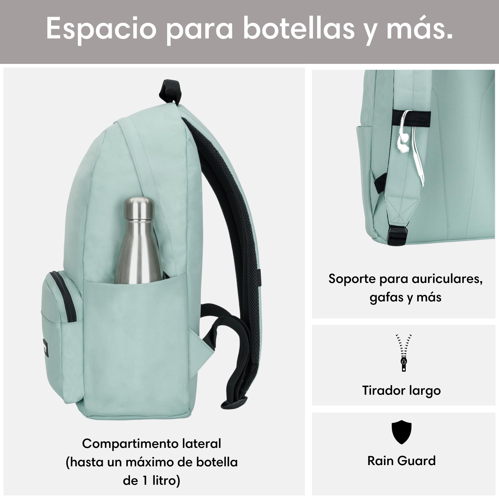 LARKSON Mochila Mujer & Hombre Menta - No 3 - Mochilas Portatil - Escolares Jóvenes Universidad Viaje - Impermeable
