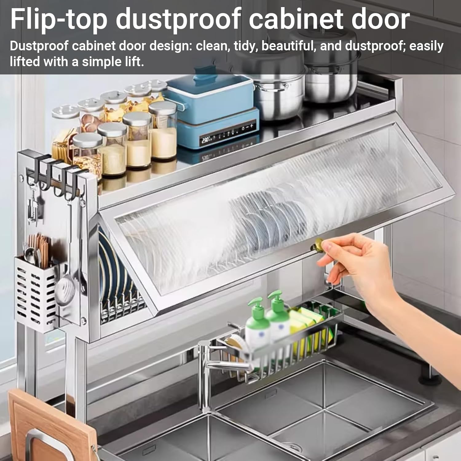 Dish Racks Over The Sink Dish Drying Rack, 304 Stainless Steel Material, Space-Saving Design, Dishes Rack Kitchen Storage Organizer, for Dishes, Glasses, Bowls & Cutlery(75cm/29.