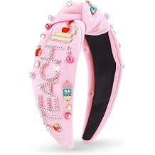 Teacher Headbands for Women,Back to School Outfits Hair Accessories - Pink | Teacher Appreciation Gift,First Day of School Girls Dress,Embellished Rhinestone Book Apple Pencil Knotted Headband