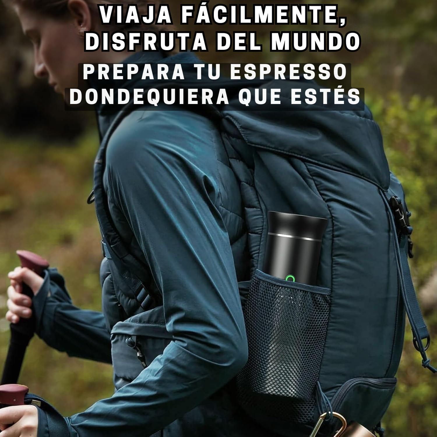 Cafetera Portatil Capsulas 3 en 1 compatible con Nespresso Dolce Gusto y Café Molido - Mini Cafetera Portátil Multicapsulas para Llevar - Maquina Cafe Portatil Pequeña