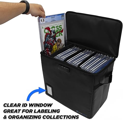 Miniatura 6 de CASEMATIX Almacenamiento de cómics graduado para 30 cómics de grado CGC, contenedor de cómics resistente al fuego con tres divisores internos de