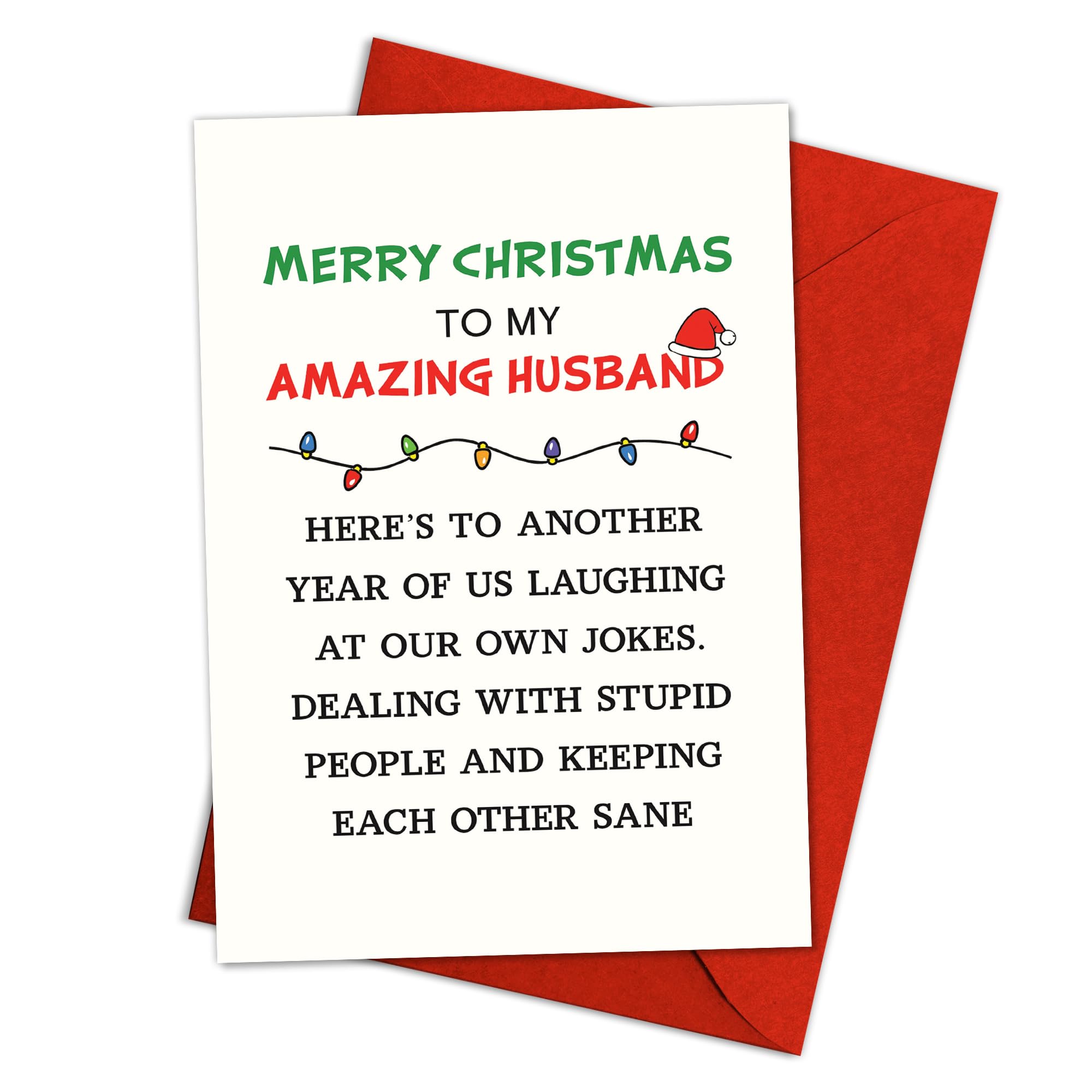 Lustige Weihnachtskarte für den Ehemann, "Merry Christmas to My Amazing Husband", romantische und humorvolle Weihnachtskarte für ihn, niedlicher Urlaubsgruß für Paare oder Ehepartner, Einzelbett, 13 x