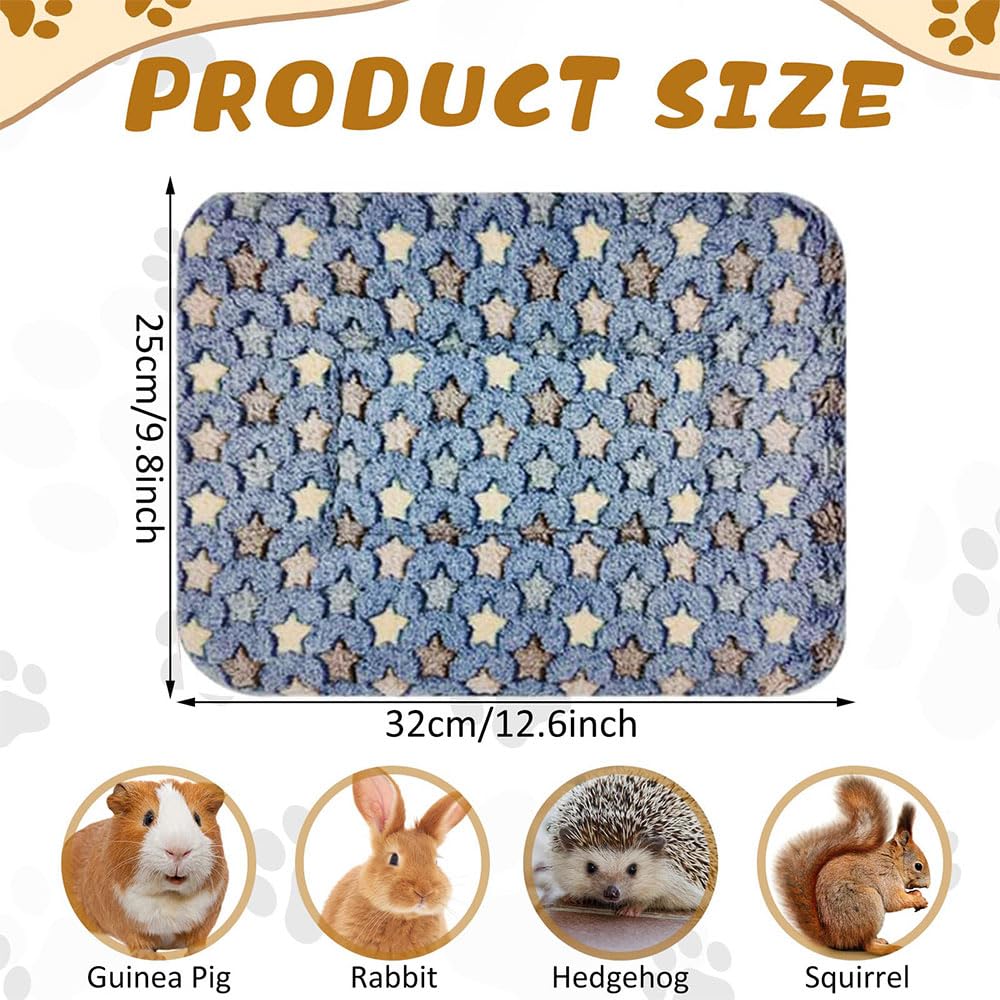 Linwnil Pack of 3 Ultra Soft Dog Cat Bed Mats with Cute Prints - Reversible Fleece - Thickened Hamster Guinea Pig Bed - Pet Bed Mat for Small Animals (12.6 x 9.8 Inches)