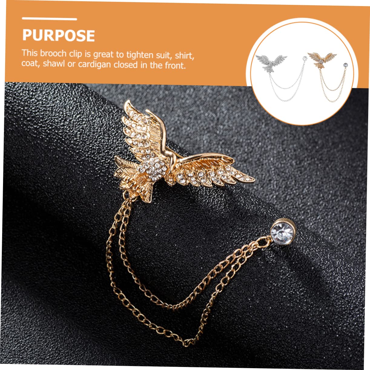 VALICLUD 8 Piezas Broche De Águila Collar Pin Broche De Diamantes De Imitación s De Borla Águila Pin De Solapa Clips De Vestido Cadena De Collar De Diamantes De Imitación
