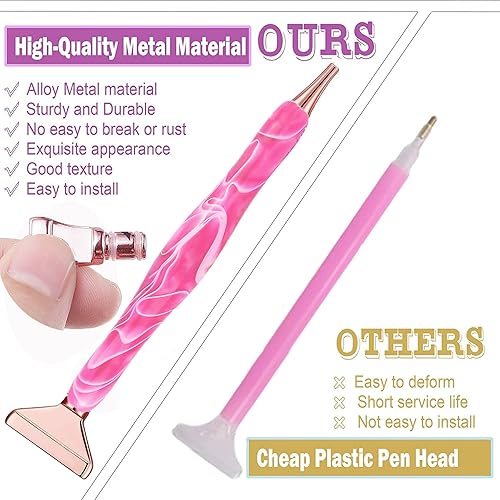 Miniatura 9 de Heyseri 15 bolígrafos de pintura de diamante con rodillo de rueda, bolígrafos de arte de diamante de acero inoxidable, puntas de metal sin aflojar,