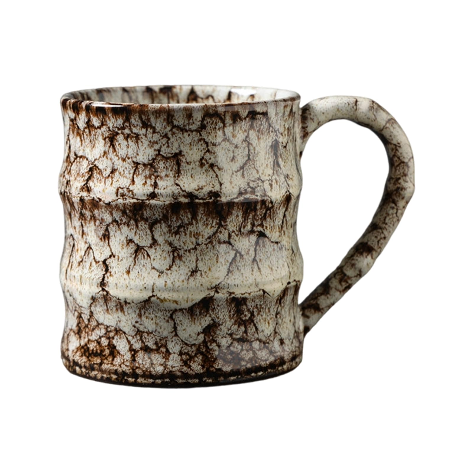 PANGBOER Home Kitchen Ceramic Coffee Mug 500ml Glazed Ridged Cup with Rounded Handle for Tea Milk Desk Beverage Moments