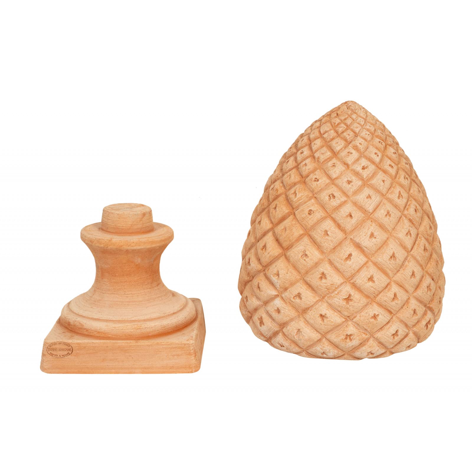 Biscottini Pigna decorativa in terracotta 53x31x31 cm | Pigne decorative grandi da esterno Made in Italy | Decorazioni casa e giardino