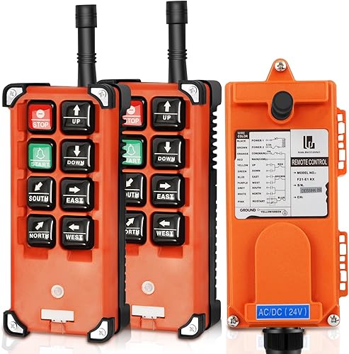FAHKNS Grúa inalámbrica industrial, control remoto, interruptor de 8 botones, CC 24 V, elevador eléctrico, transmisor de radio y receptor, puente de