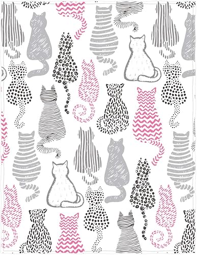 Manta de 58 x 80 pulgadas con bonito estampado de gato súper suave para cama, sofá, ligera, para viajes, camping, para niños y adultos, para todas