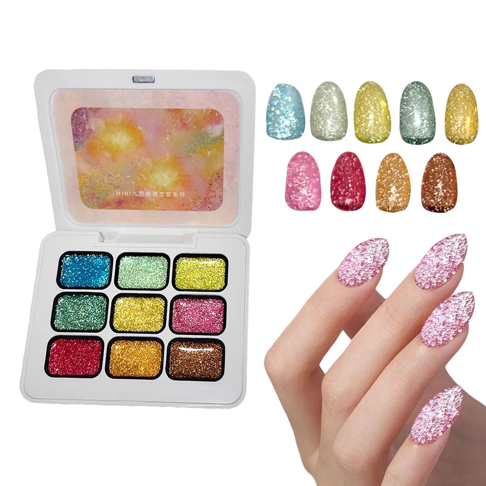 Gel de pintura para uñas textura cremosa y purpurina brillante en paleta de 9 tonos 8
