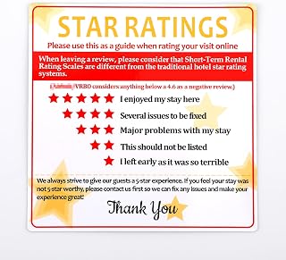 Oudain 5 Pieces 5 Star Rating Explanation Magnet Short Term Rentals (Str) Star Ratings Magnet Review Guide Rating Fridge Compatible with Vrbo
