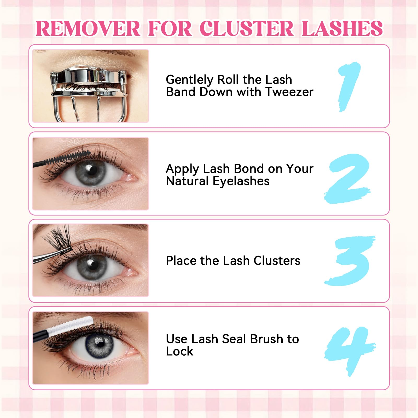 GEMERRY 3x 600PCS Ciglia Finte Ciuffetti Kit 30D-100D Extension Ciglia | 3x Cluster Lashes Kit con Bond and Seal Pinzette DIY Lash Extension a Casa per i Principianti Adatto a Una Varietà di Stili