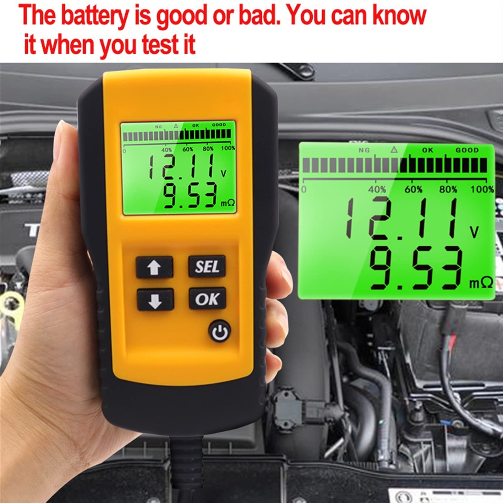 Tester per Batteria, Auto for veicoli for batterie da 12 V Lcd. Analizzatore di test della batteria digitale Auto System Analyzer Tensione Ohm Cca. Test dello strumento diagnostico. per auto, camion,