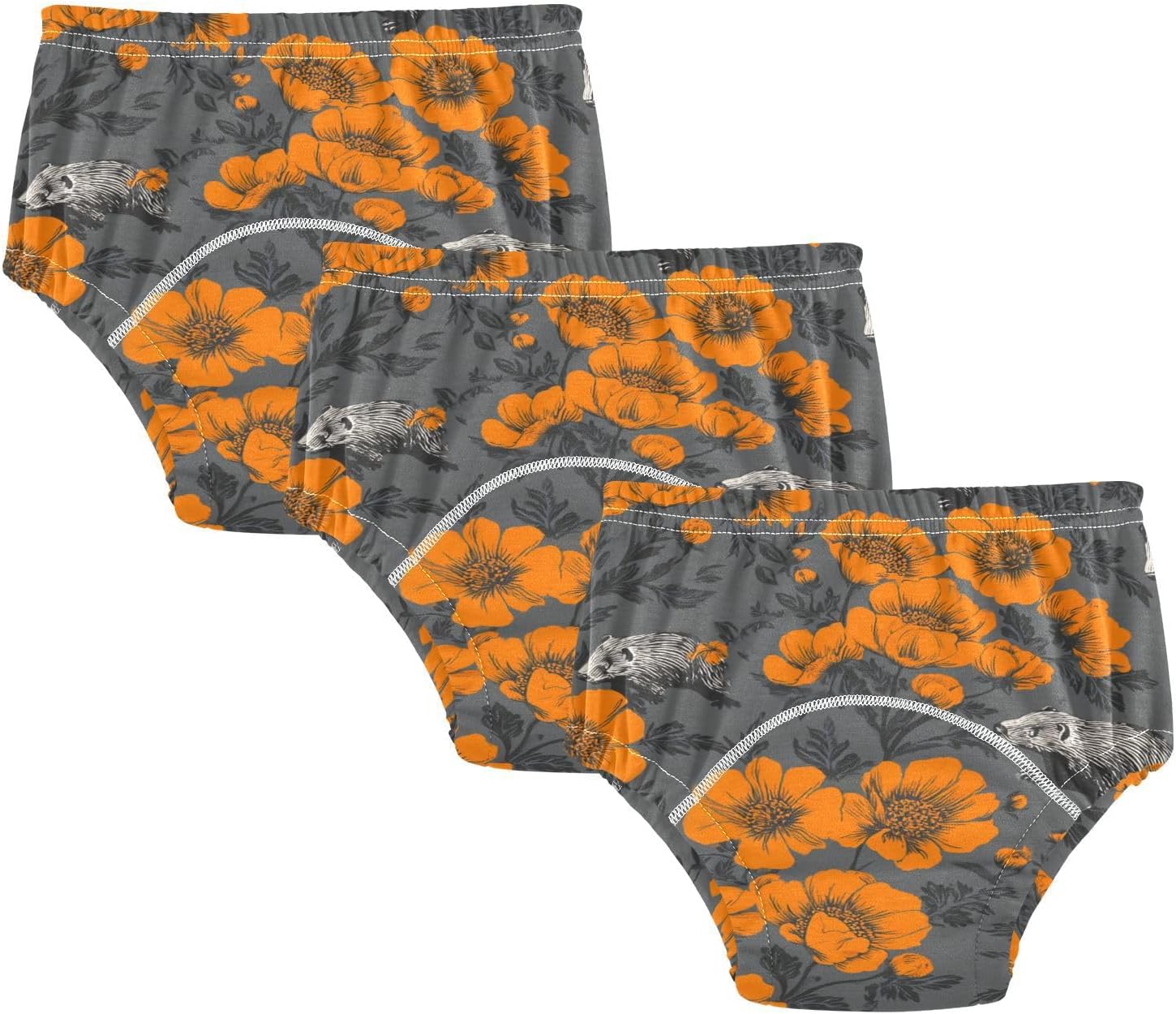 Baby Girls Training Underwear Leakproof Wolverine Poppy Orange and Gray Boxer Briefs Underwear Shorts for Toddler