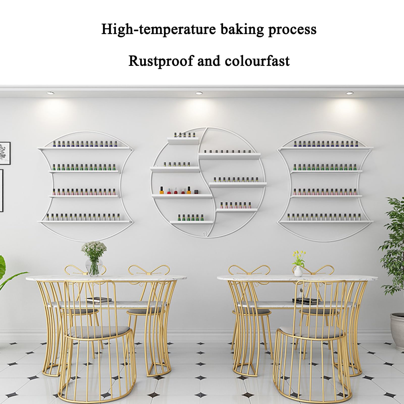 Organizador de esmaltes de uñas de Pared: Soporte de esmaltes de uñas de Pared, Soporte Redondo de Varios Niveles para perfumes y aceites Esenciales, Estante de Almacenamiento de Metal para