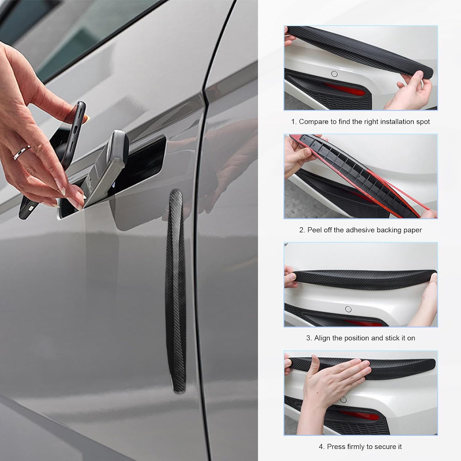 2 PCS Bumper Guard Strip, Anti-Scratch Car Side Door Edge Protector Trim Sticker, Anti-Collision Patch Bumper Guard Strip for SUVs RVs Trucks, Universal Car Accessories (Black)