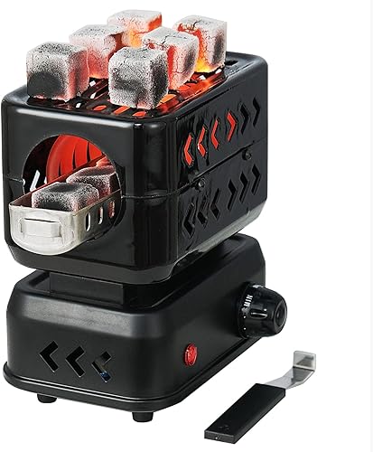 minkah Quemador de carbón 3D 360 más rápido, estufa eléctrica de carbón de coco, iniciador de carbón de coco, 2 zonas de calefacción con pinzas