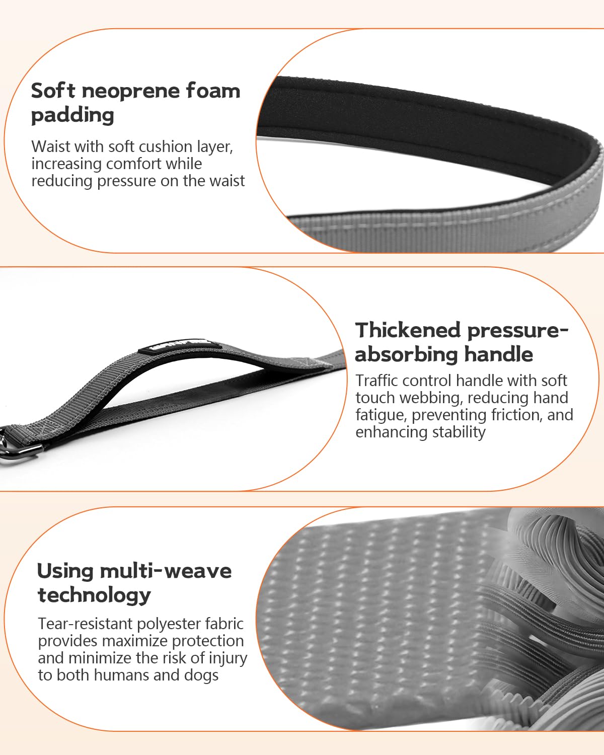 WANFIRE 2-in-1 Hundeleine - Freihändig & Auto Sicherheitsgurt 1,8-2,8m Mit Reflektion