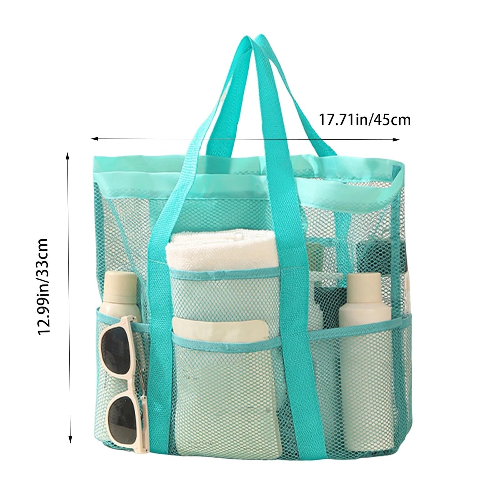 Sac fourre-Tout de Plage pour Femme, Grand Sac de Plage en Maille Nylon, fourre-Tout Multicolore résistant au Sable, Rangement Vacances(Green)