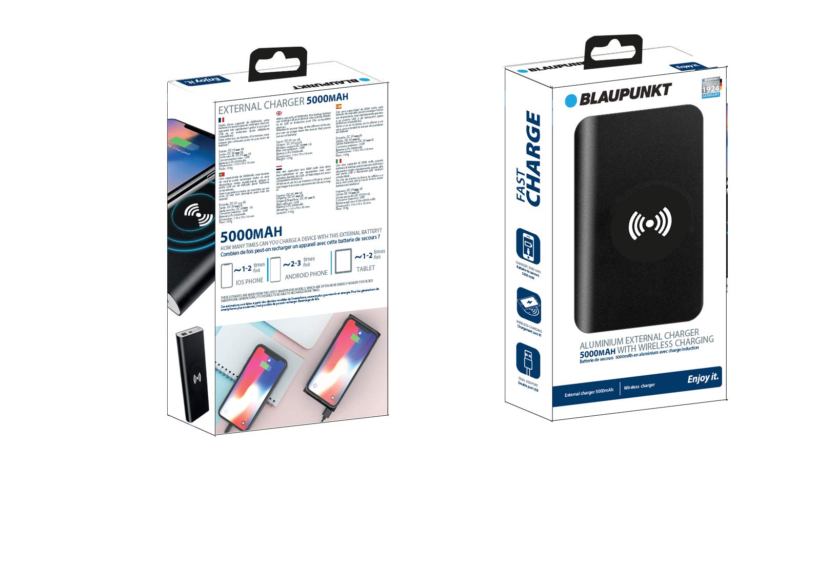 BLAUPUNKT BLP7460-143 awaryjny akumulator z indukcją, 5000 mAh, szary