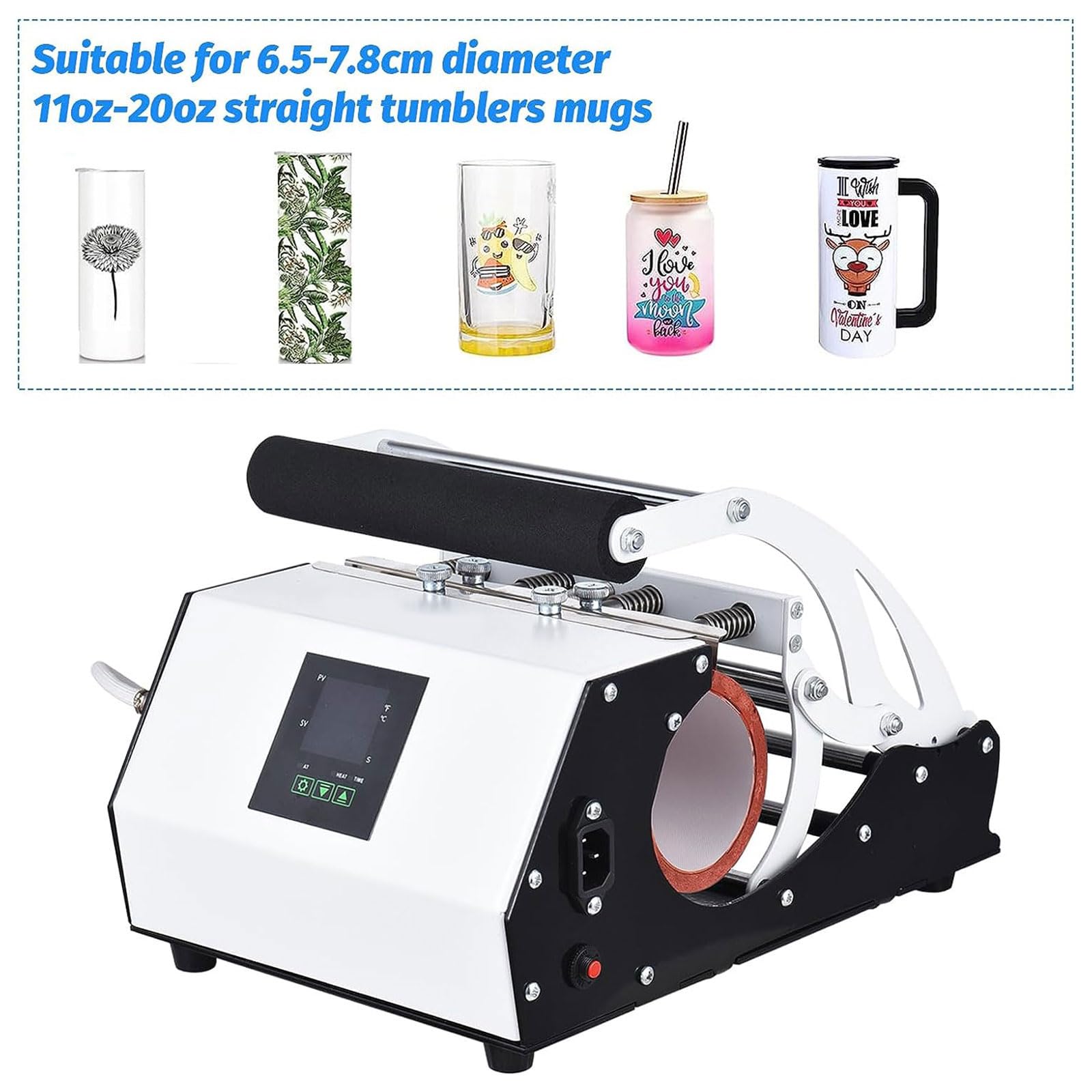 PEIXEN Pressa di Calore da 220 Volt, Stampa a trasferimento Termico di Tazze Fai-da-Te con impostazioni di Temperatura e Tempo per Bicchieri a Tazza Senza Pari, sublimatici, da 11 Oz - 20 Oz White