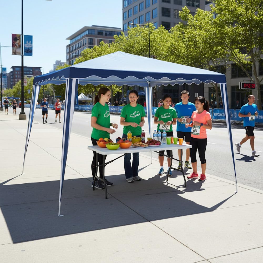 Carpa Cenador Gazebo Desmontable 3 x 3 m Azul | con Tubos de Acero de Alta Resistencia, Protección UV, Poliéster 140gr/m2 Resistente Lluvia| para Playa, Camping, Jardín, Patio, Terraza, Exteriores