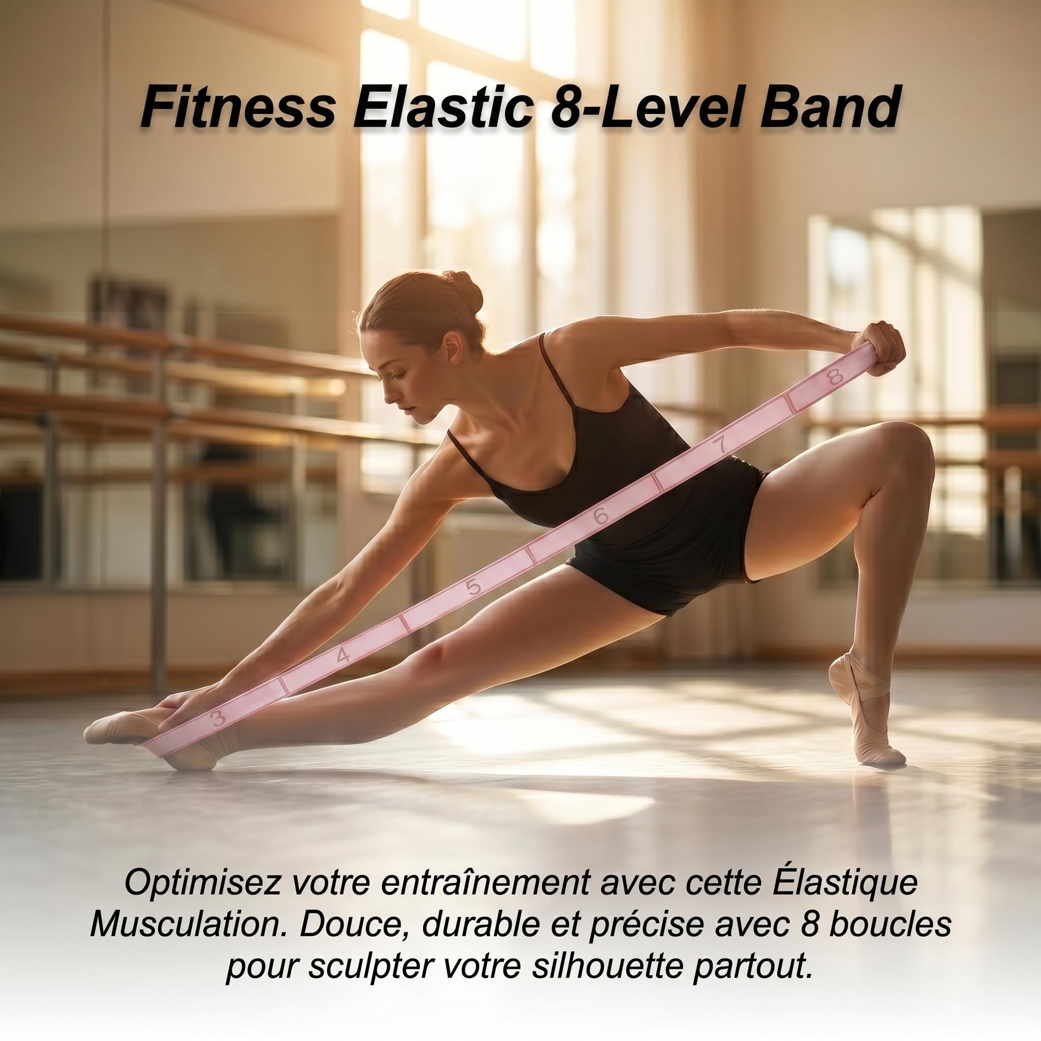 Bande Élastique Musculation 8 Niveaux de Résistance Set Cordes Élastiques Fitness Durable Yoga Pilates Danse Latine Gym Rééducation