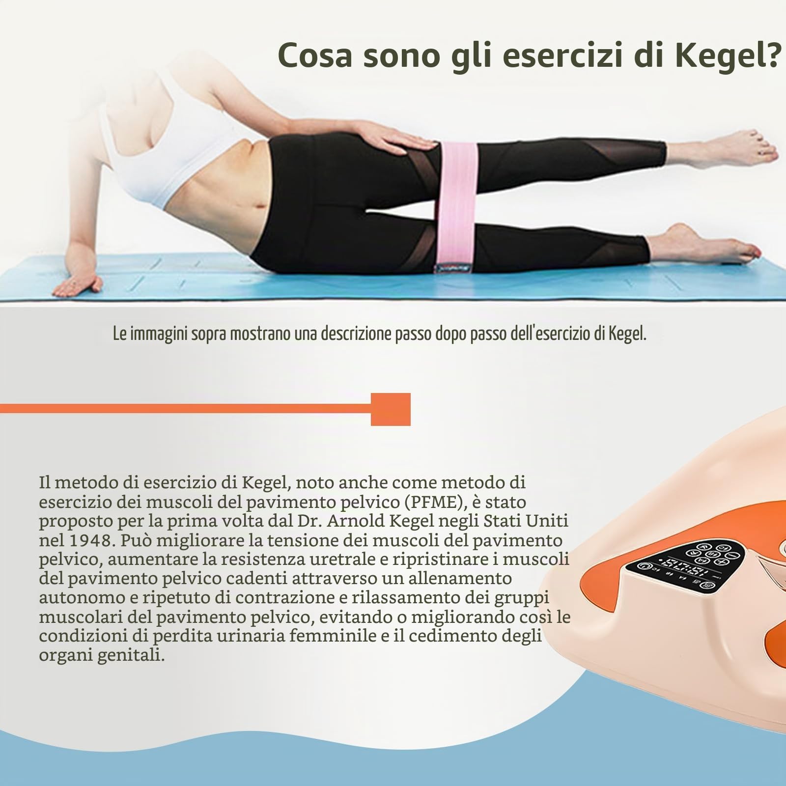 Allenatore del pavimento pelvico per donne con tecnologia EMS, 3 modalità 5 livelli di intensità toner muscolare, esercitatore di kegel portatile per cure postpartum e benessere pelvico, uso domestico
