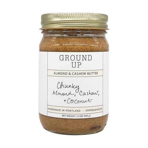 Sin gluten sin cacahuetes sin lácteos almendras hechas a mano y anacardo mantequilla de nueces gruesas Con almendras anacardos y coco todos los