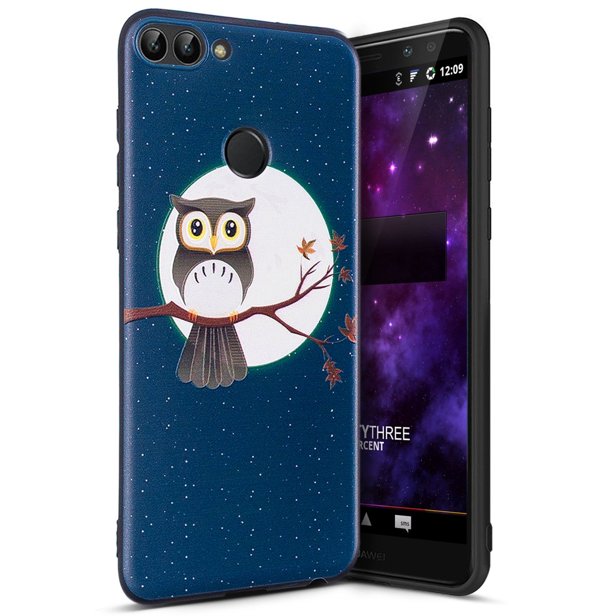 Coque Huawei P Smart,Huawei Enjoy 7S Silicone ¨¦tui TPU Housse,Surakey Noir Etui Housse Mince Silicone pour Huawei P Smart/Enjoy 7S Coque de Protection en TPU avec Absorption de Choc Bumper et Anti-