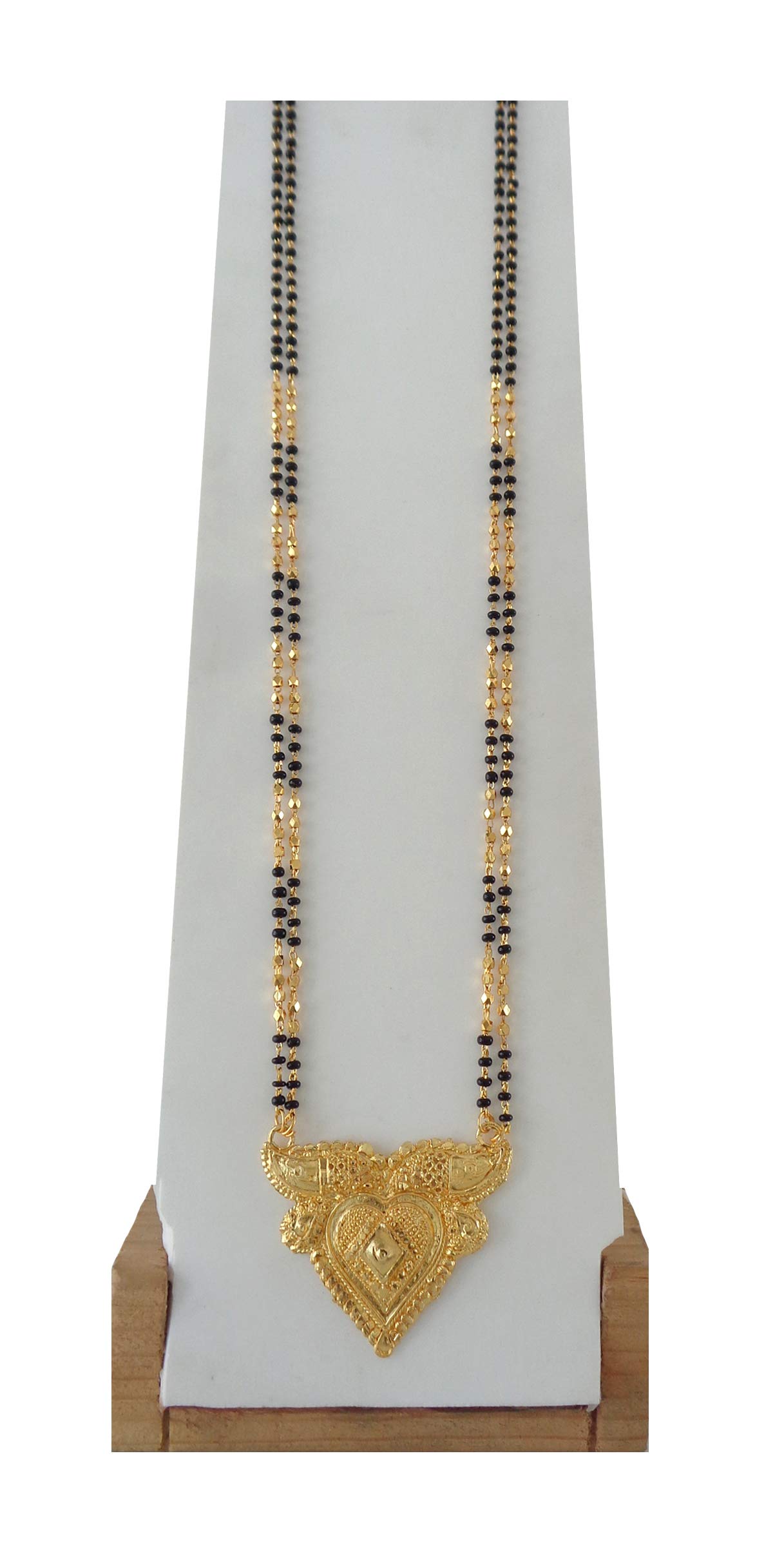 Designer Gold Plated Long Chain Black Beads Mangal Sutra Tali/Tanmaniya/Nallapusalu/Mangalsutra for Women