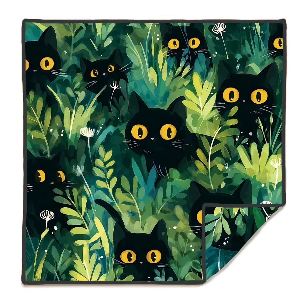 FREEBLOSS 11.8x11.8inch Glasses Cleaning Cloth Black Cat Pattern Microfiber Cleaning Cloth for Glasses Eyeglasses Double-sided Printed Thick Soft Reusable Cloth for Camera Lens Phone Screen