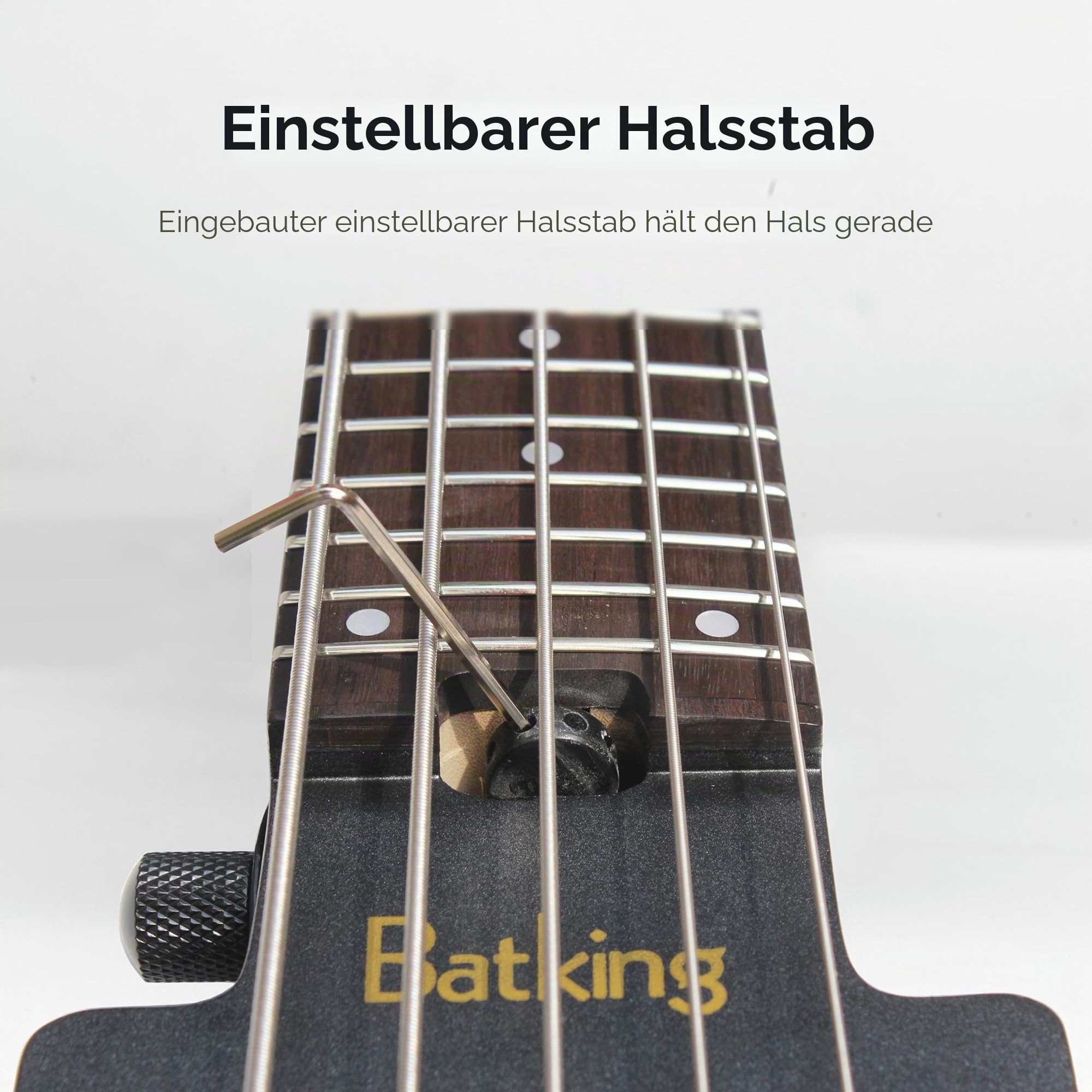Batking Reise-Bassgitarre Elektrischer Headless Bass, 5 Saiten E-Bass mit Gigbag & Truss Rod & Wire