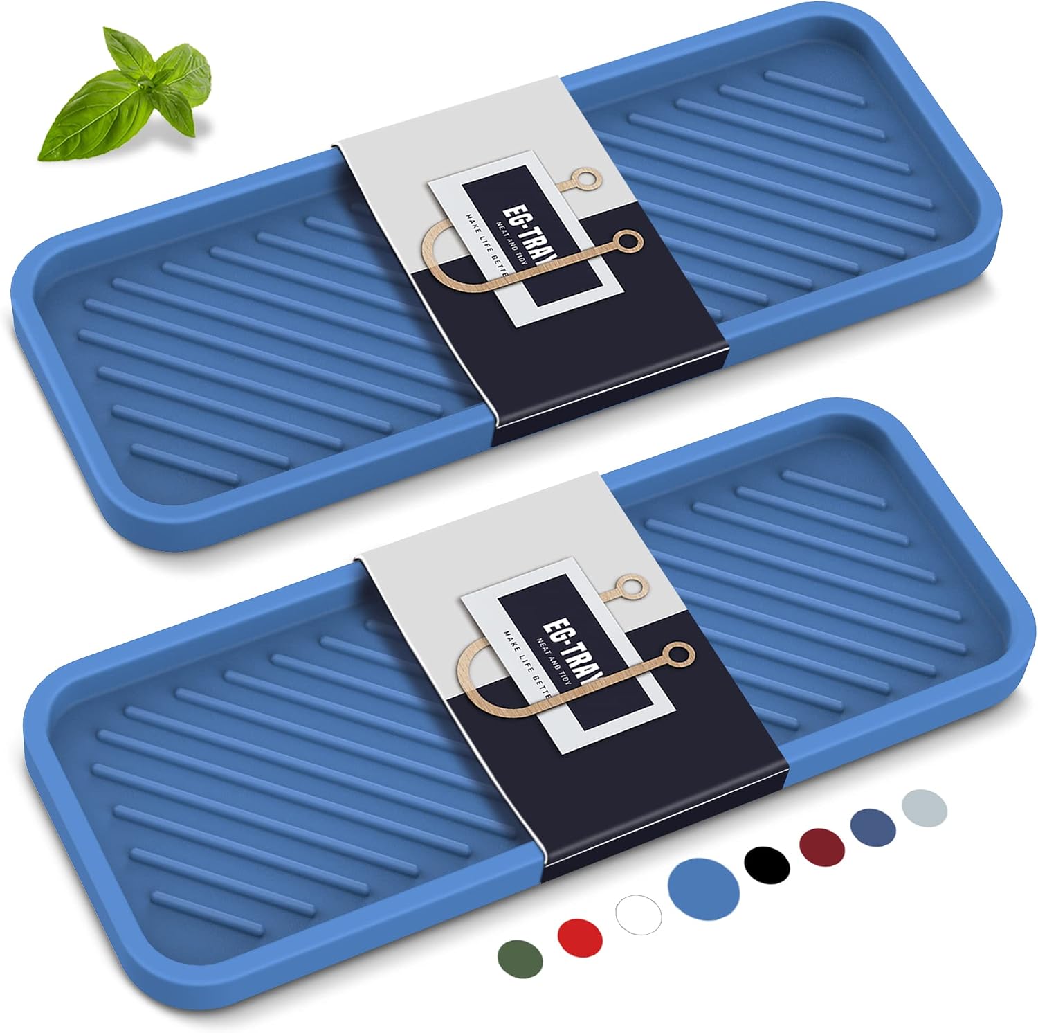 Kitchen Silicone Sink Organizer Tray, Sponge Holder for Sink Caddy（Blue）