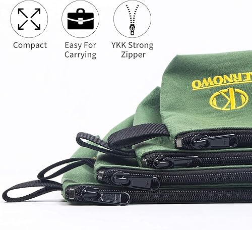 Miniatura 10 de KERNOWO Paquete de 4 bolsas de herramientas de lona con cremallera, bolsa de herramientas resistente de 20 onzas, organizador de herramientas