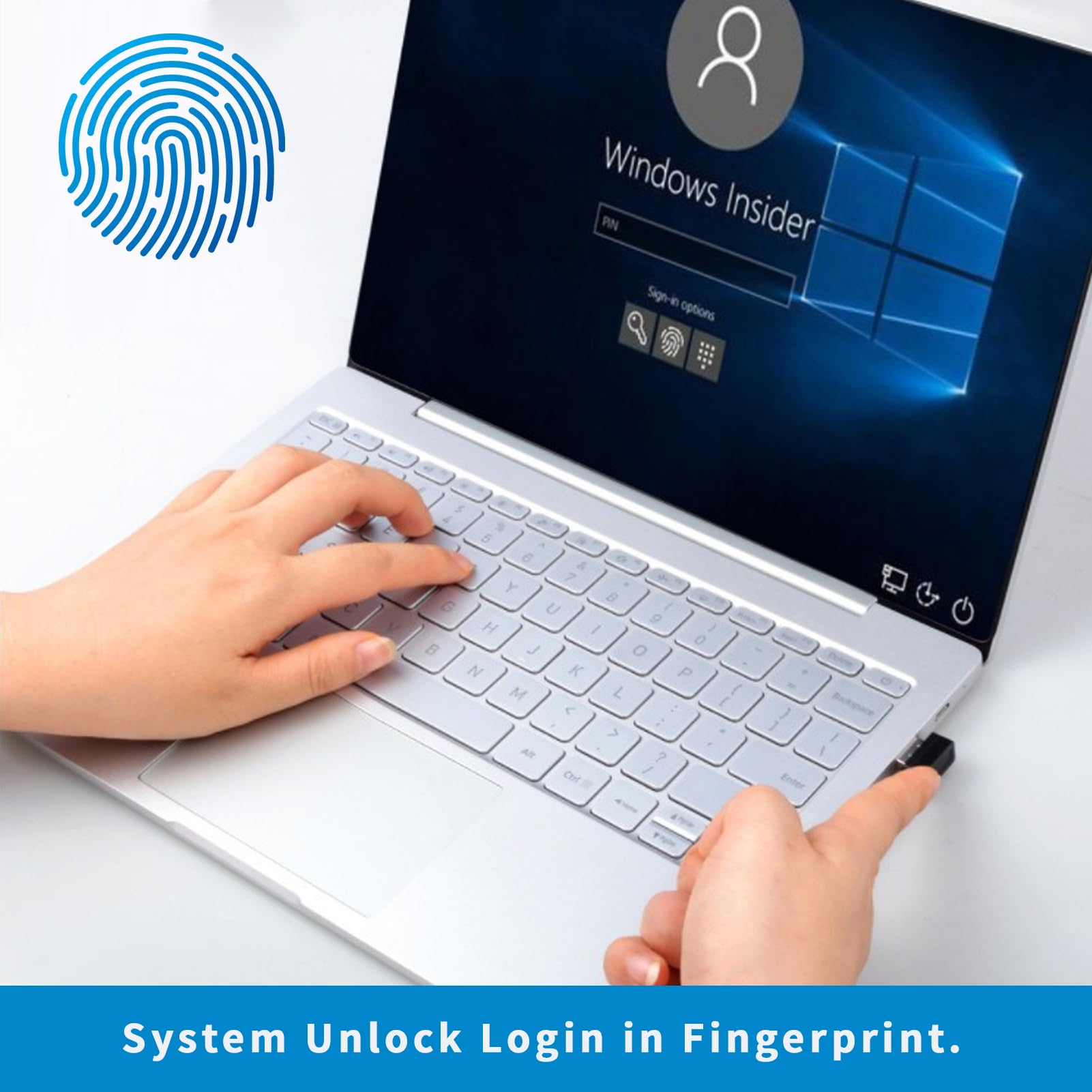 Lector de huellas dactilares USB, lector de huellas dactilares Windows Hello para Win10/11,360° BioMetric Touch, inicio de sesión y desbloqueo rápido y seguro para laptop Windows, PC de escritorio