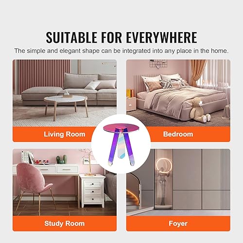 Miniatura 7 de VEVOR Mesa auxiliar redonda iridiscente, mesa auxiliar acrílica, mesa auxiliar de acrílico arcoíris transparente para bebidas, alimentos, aperitivos