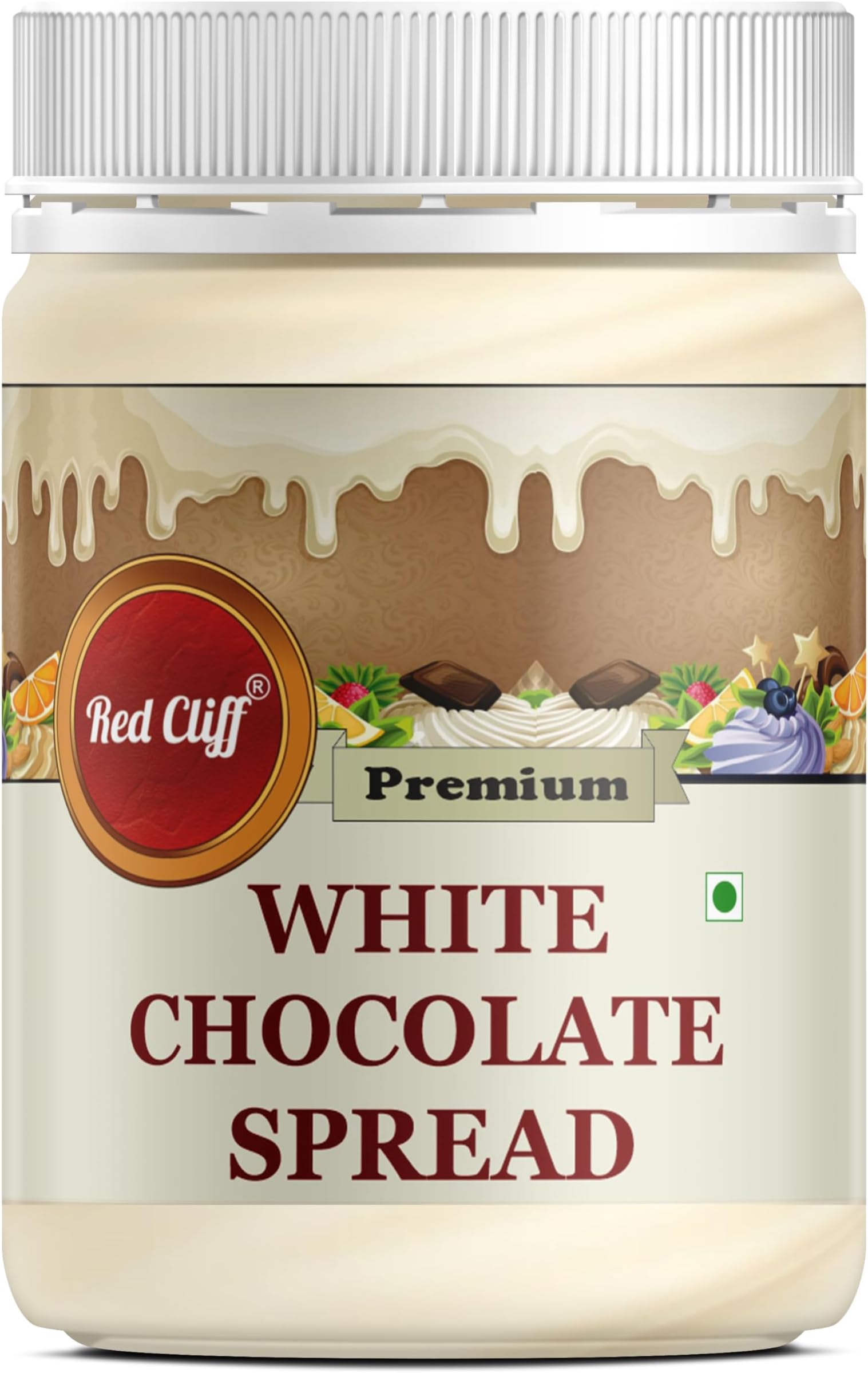 - White Chocolate Spread | Made with Low Fat Cocoa Butter| Vegetarian | All Natural Ganache | (White Chocolate Spread | 350g |)