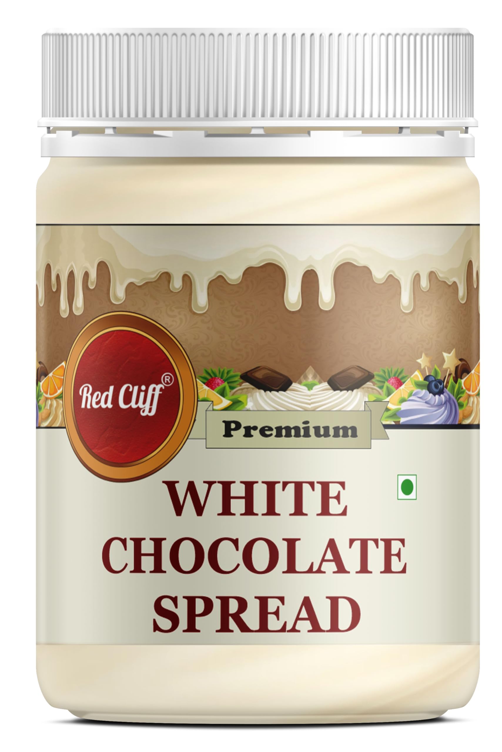 RED CLIFF White Chocolate Spread | Made with Low Fat Cocoa Butter| Vegetarian | All Natural Ganache | (White Chocolate Spread | 350g |)