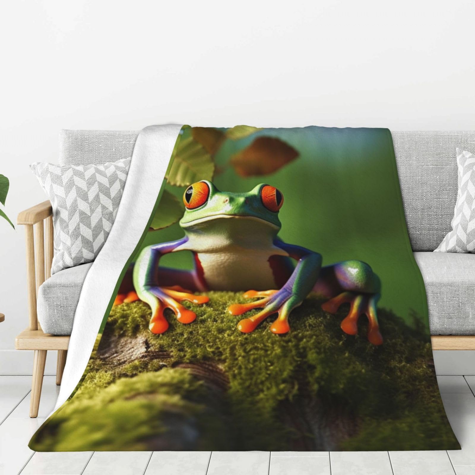 Couverture grenouille flanelle anti-froid légère et lavable pour éliminer les nuits fraîches