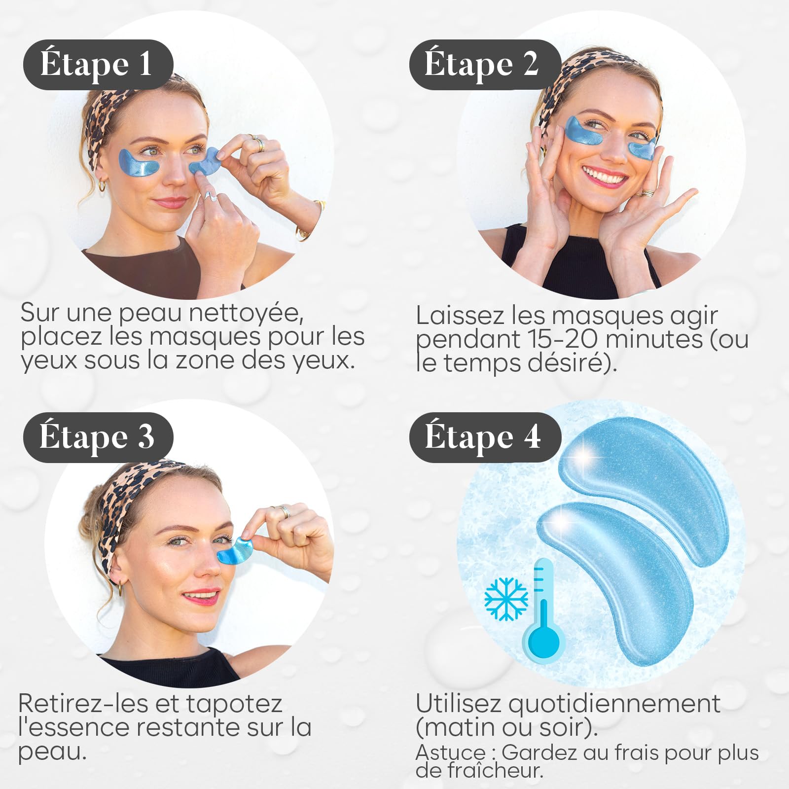 BLOOMORA Patch Yeux Anti Cernes (30 paires), Masque Yeux avec Niacinamide et Acide Hyaluronique, Patch Anti Cernes et Poches - Mix 30 pcs