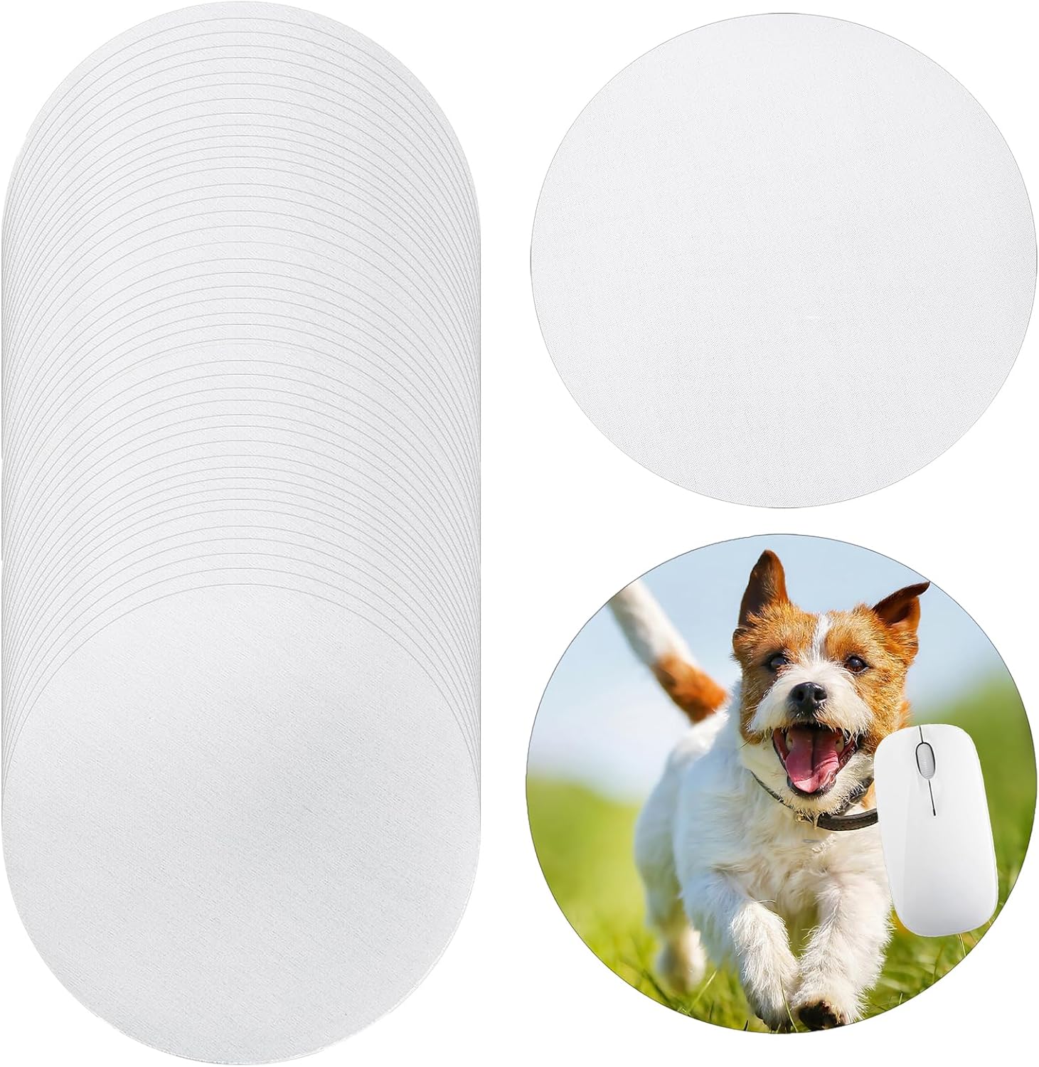 Nicunom 40 Pcs Sublimation Mouse Pad Blanks, Round Mouse Pad Heat Press Printing Crafts Mousepads DIY Personalized Mouse Pads Anti-Slip Rubber Small Mouse Mat for Office Laptop Computer Gaming