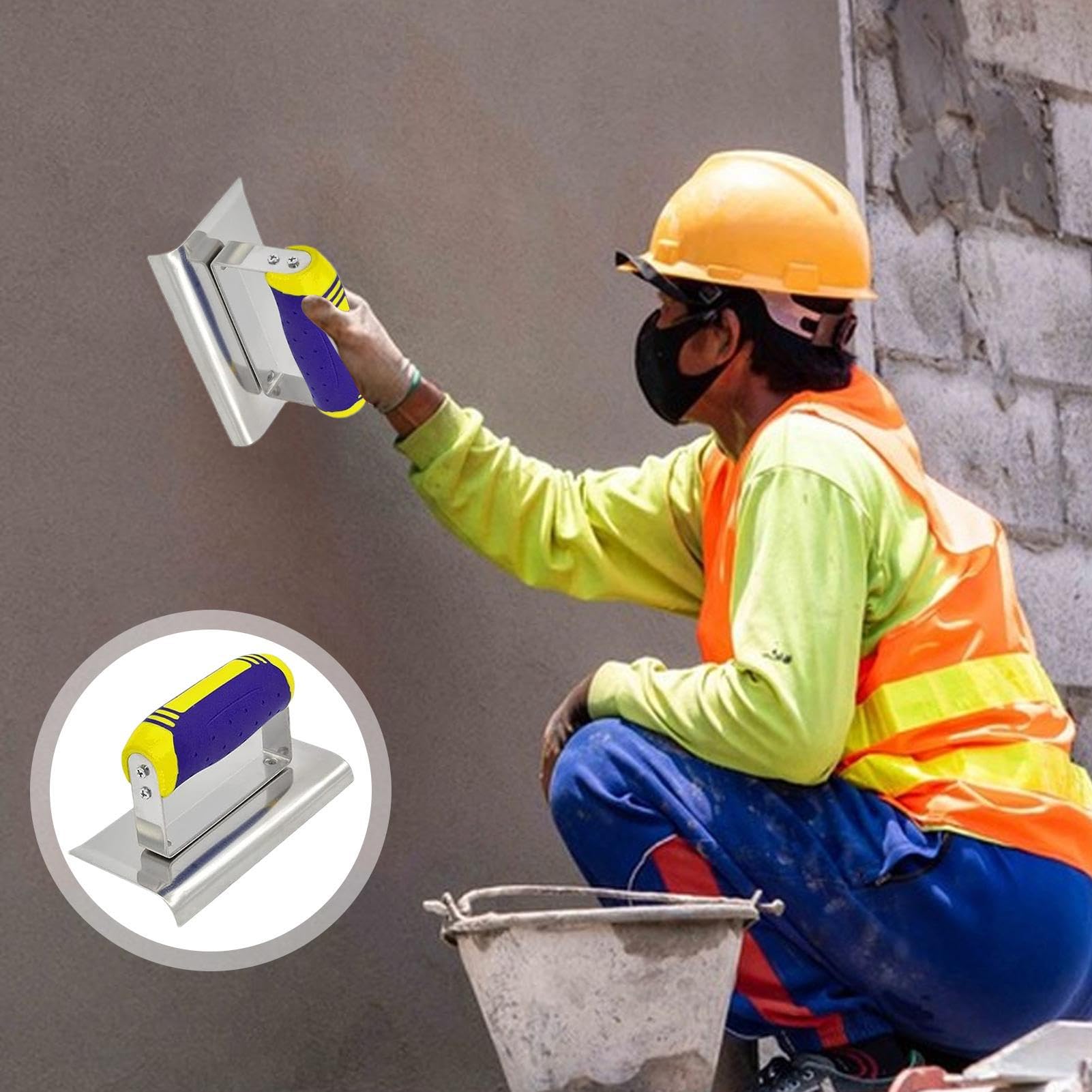 Fer à bordure en béton – en acier inoxydable, construction sans rivet | Poignée ergonomique, façonnage d'angle de précision, bordure lisse, finition décorative pour trottoir, dalle d' de
