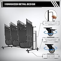 Vista 3 de Carrito plegable para mesa y silla, silla plegable y estante de almacenamiento de mesa con capacidad de 400 libras para 42 sillas plegables, soporte