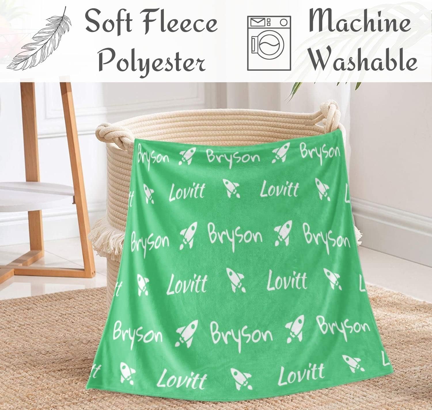 Personalized Blankets with Name and Custom Icon - Customized Blankets for Her or Him (60x80)