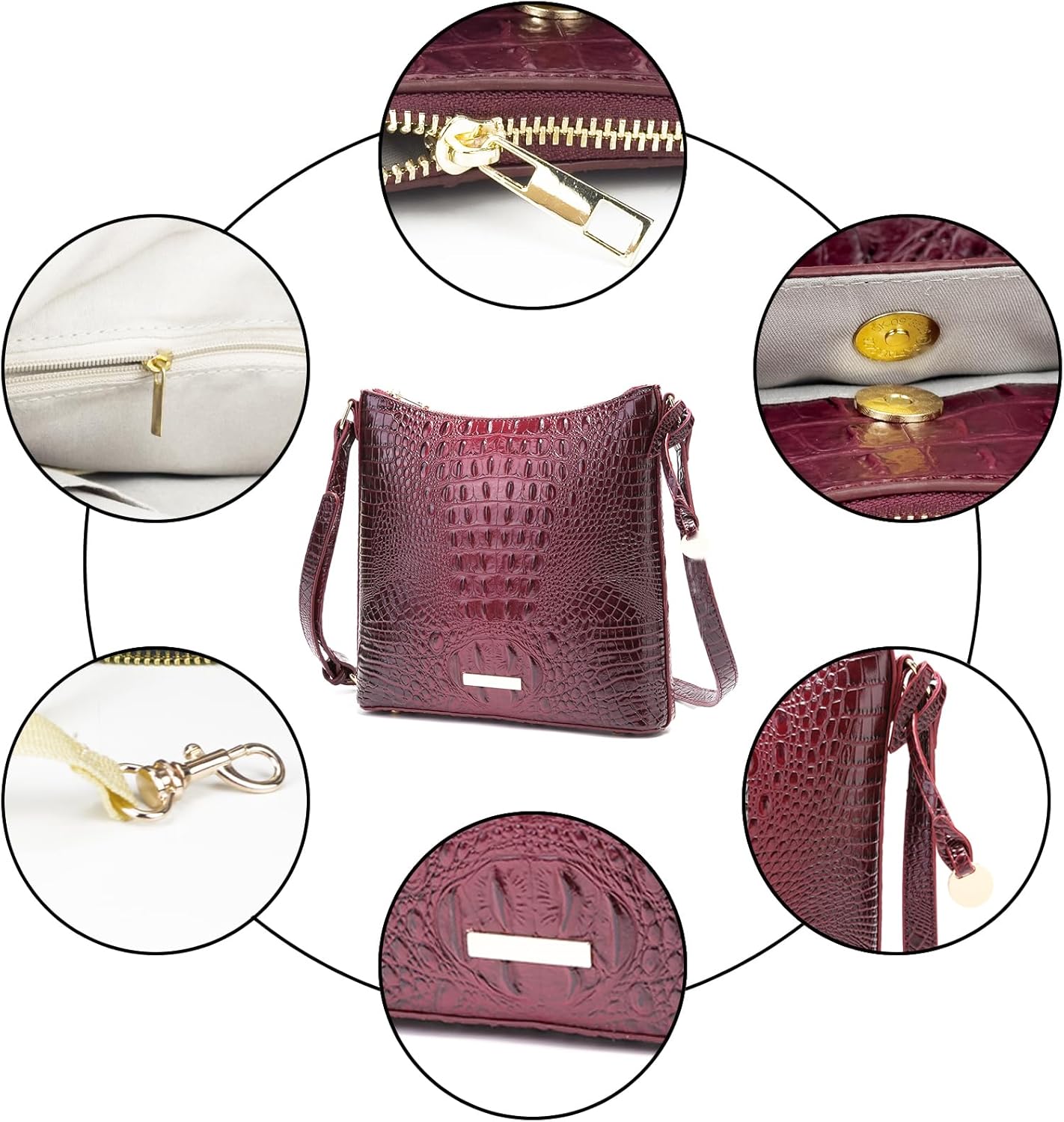 Shoulder Crocodile Flat Handbags for Women trendy Ladies Shoulder Bag Embossed Pattern Leather Crossbody Purse - Image 7